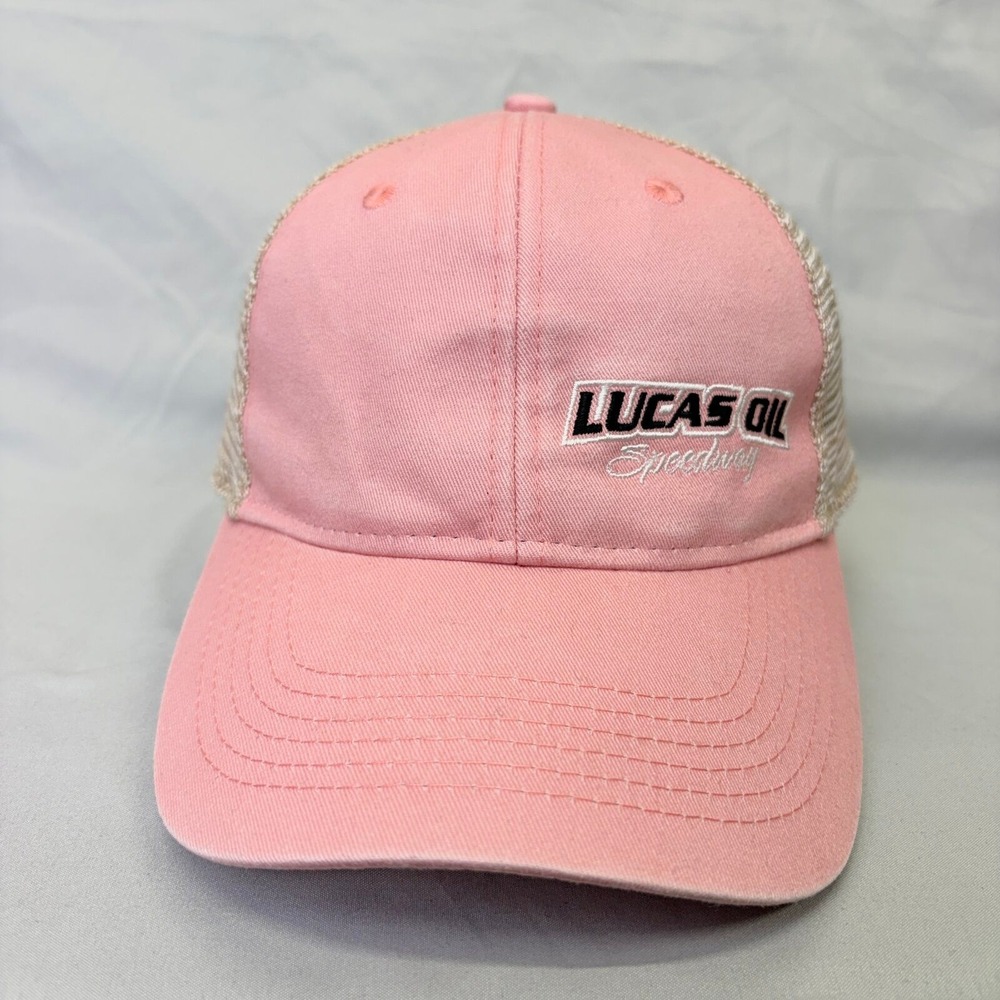 OC Lucas Oil Speedway Trucker Hat Womens OSFM Pink Ponytail Cap